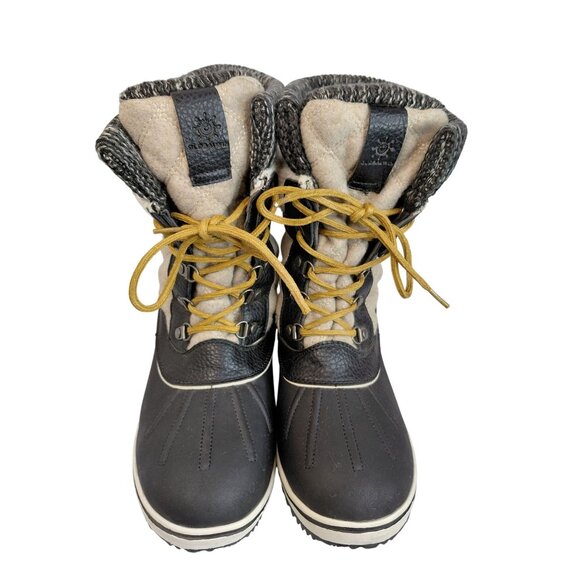 Women's Insulated Winter Snow Boots Size 11 w Black/Gray Faux Fur Lined Quilted - Picture 8 of 11